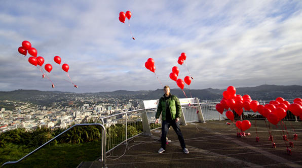 Hugh Mitton during the shoot of his Coca-Cola Valentine's Day ad for a Mofilm contest