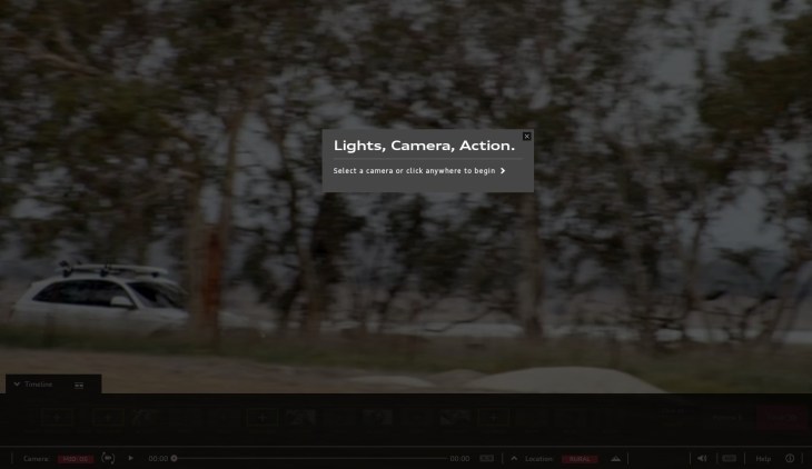 Light, Camera, Action: "Select a camera or click anywhere to begin"