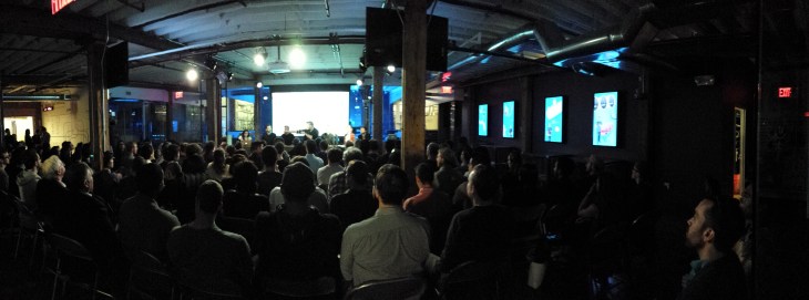 The room was packed: about 100 people turned up, mostly employees though