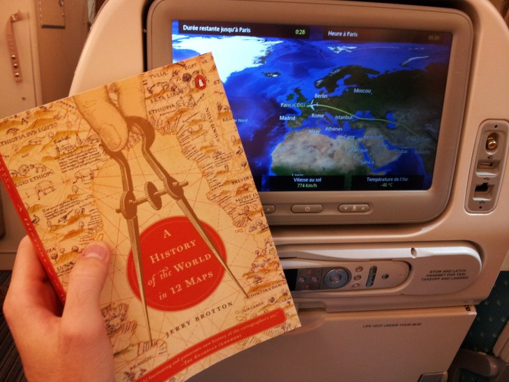 I started reading the book on my way back from Singapore. A live map showed us where we were in real time