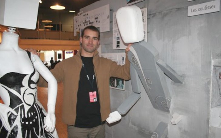 Damien Henry and two sculptures from a past artistic project